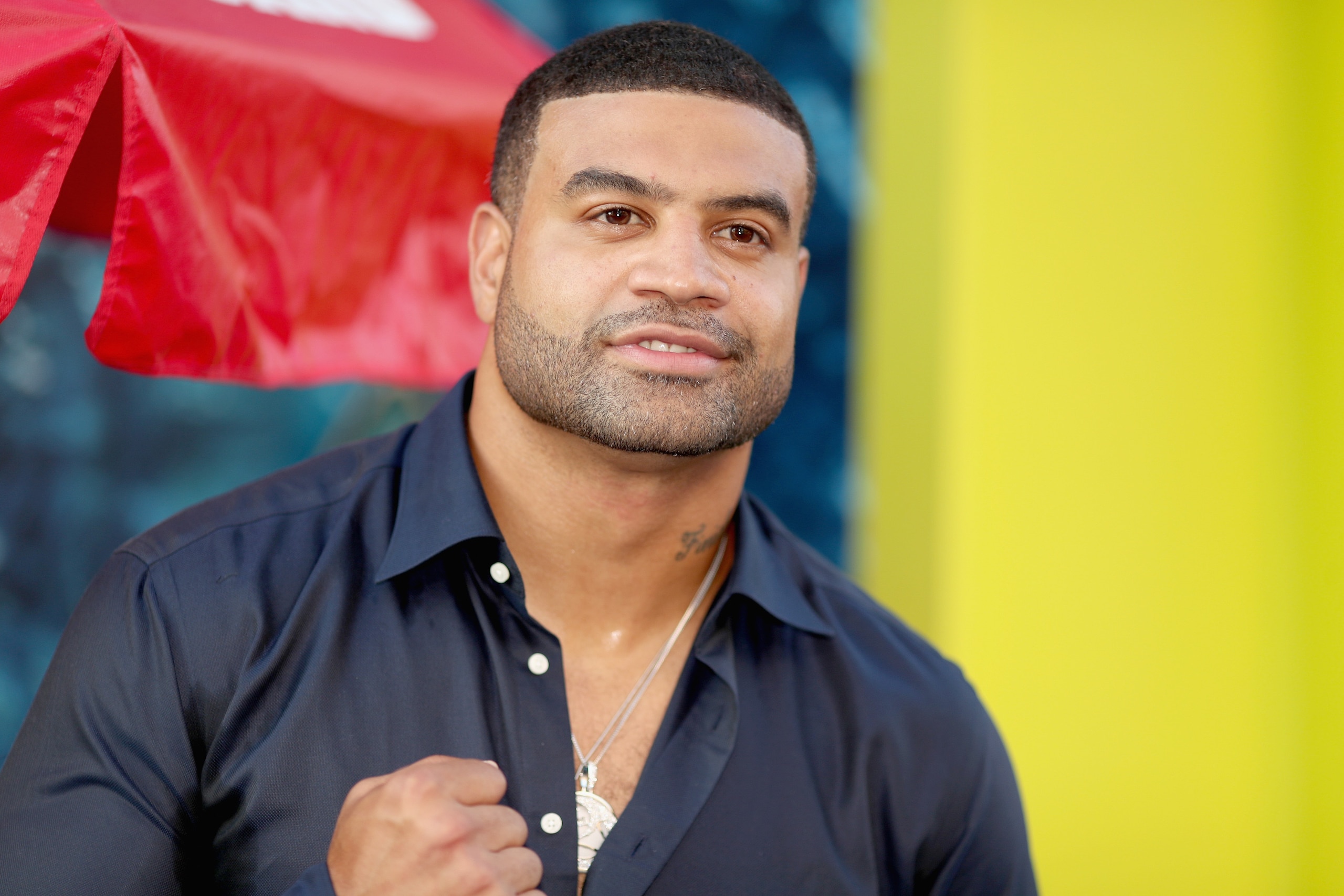 HOLLYWOOD, CA - AUGUST 06:  Shawne Merriman attends Warner Bros. Pictures And Gravity Pictures' Premiere of 'The Meg' at TCL Chinese Theatre IMAX on August 6, 2018 in Hollywood, California.  (Photo by Christopher Polk/Getty Images)