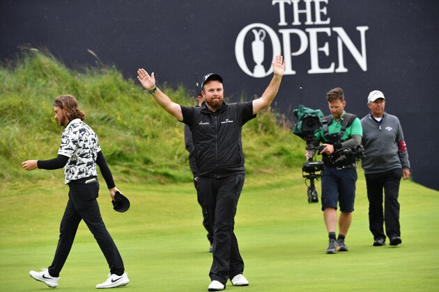 Ireland's Shane Lowry celebrates after winning the British Open golf Championships at Royal Portrush golf club in Northern Ireland on July 21, 2019. (Photo by Paul ELLIS / AFP) / RESTRICTED TO EDITORIAL USE        (Photo credit should read PAUL ELLIS/AFP/Getty Images)