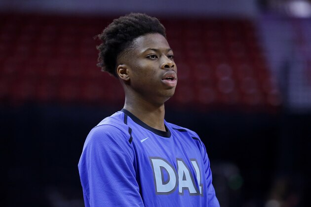 LAS VEGAS, NEVADA - JULY 10: Kostas Antetokounmpo of the Dallas Mavericks looks on in the Nike Zoom Freak 1 shoes against Croatia during the 2019 Summer League at the Thomas & Mack Center on July 10, 2019 in Las Vegas, Nevada. NOTE TO USER: User expressly acknowledges and agrees that, by downloading and or using this photograph, User is consenting to the terms and conditions of the Getty Images License Agreement. (Photo by Michael Reaves/Getty Images)