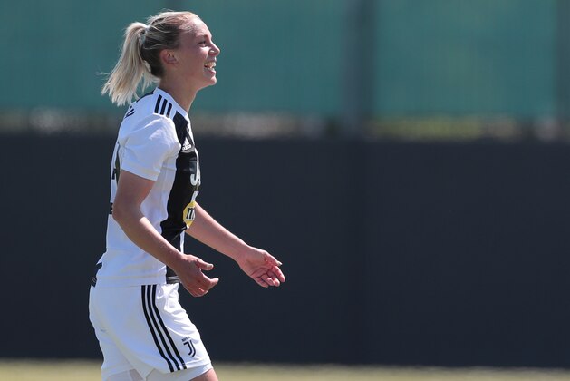 VERONA, ITALY - APRIL 20:  Hilda Petronella Ekroth of Juventus Women celebrates after scoring the opening goal during the Women Serie A match between Hellas Verona Women and Juventus Women on April 20, 2019 in Verona, Italy.  (Photo by Emilio Andreoli/Getty Images)