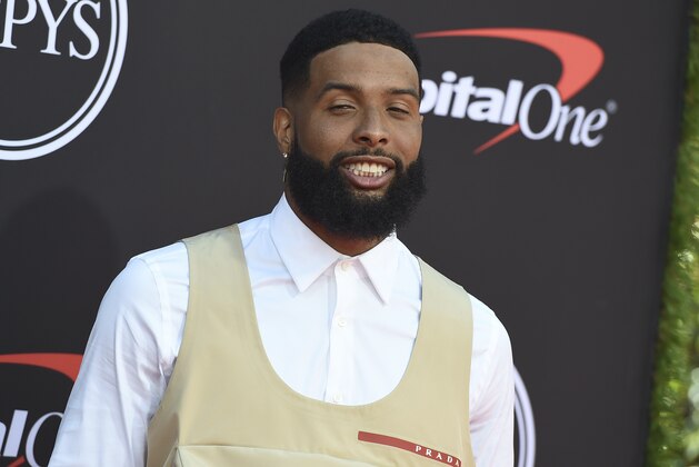 NFL player Odell Beckham Jr., of the Cleveland Browns, arrives at the ESPY Awards on Wednesday, July 10, 2019, at the Microsoft Theater in Los Angeles. (Photo by Jordan Strauss/Invision/AP)