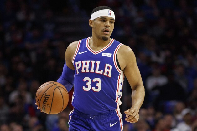 Philadelphia 76ers' Tobias Harris in action during the first half in Game 2 of a first-round NBA basketball playoff series against the Brooklyn Nets, Monday, April 15, 2019, in Philadelphia. 76ers won 145-123. (AP Photo/Chris Szagola)