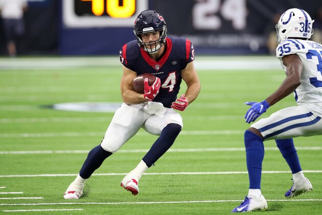 HOUSTON, TX - DECEMBER 09:  Ryan Griffin #84 of the Houston Texans in action during the game against the Indianapolis Colts at NRG Stadium on December 9, 2018 in Houston, Texas. The Colts defeated the Texans 24-21.  (Photo by Rob Leiter via Getty Images)