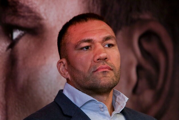 Bulgaria's Kubrat Pulev is seen during a press conference at the Principality Stadium in Cardiff on September 11, 2017 during an event to promote his heavyweight world title boxing match against champion Britain's Anthony Joshua. 
Britain's Anthony Joshua will defend his IBO, IBF and WBA world heavyweight titles against Bulgaria's Kubrat Pulev at Cardiff's Principality Stadium on October 28.
 / AFP PHOTO / Geoff CADDICK        (Photo credit should read GEOFF CADDICK/AFP/Getty Images)