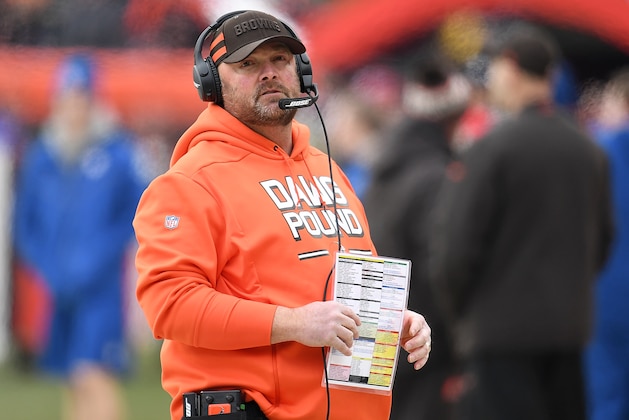CLEVELAND, OH - DECEMBER 23:  Cleveland Browns offensive coordinator Freddie Kitchens looks on during the first quarter against the Cincinnati Bengals at FirstEnergy Stadium on December 23, 2018 in Cleveland, Ohio. (Photo by Jason Miller/Getty Images)