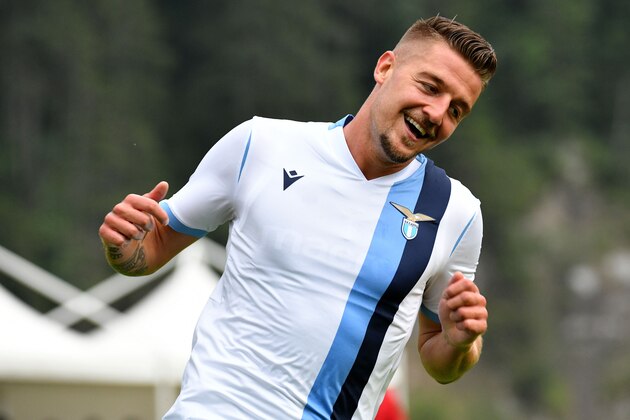 AURONZO DI CADORE, ITALY - JULY 24:  Sergej Milinkovic Savic of SS Lazio reacts during the pre-season friendly match between SS Lazio v Virtus Entella on July 24, 2019 in Auronzo di Cadore, Italy.  (Photo by Marco Rosi/Getty Images)