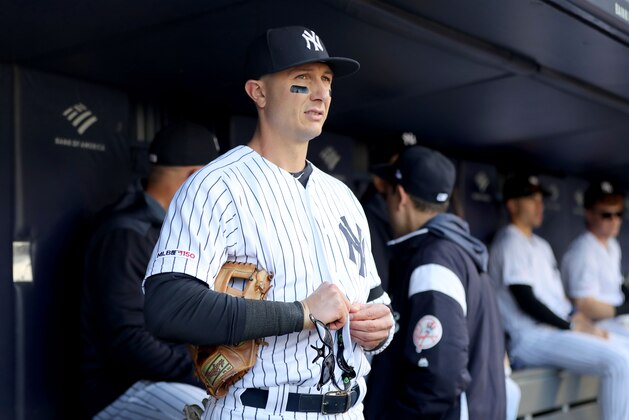 NEW YORK, NEW YORK - APRIL 03:  Troy Tulowitzki #12 of the New York Yankees stands in the dugout before the game against the Detroit Tigers at Yankee Stadium on April 03, 2019 in the Bronx borough of New York City. (Photo by Elsa/Getty Images)