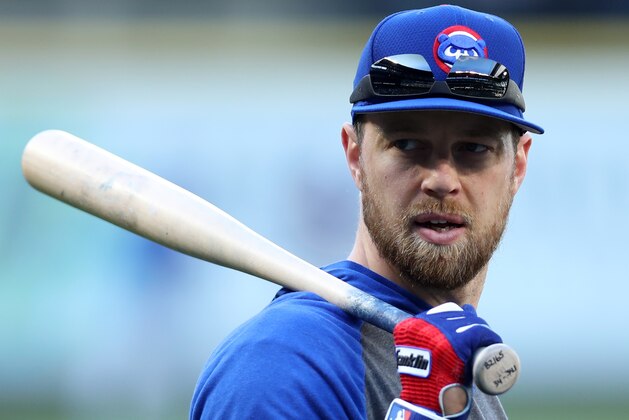 SEATTLE, WA - APRIL 30:  Ben Zobrist #18 of the Chicago Cubs looks on before the game against the Seattle Mariners at T-Mobile Park on April 30, 2019 in Seattle, Washington.  The Cubs defeated the Mariners 6-5.  (Photo by Rob Leiter/MLB Photos via Getty Images)