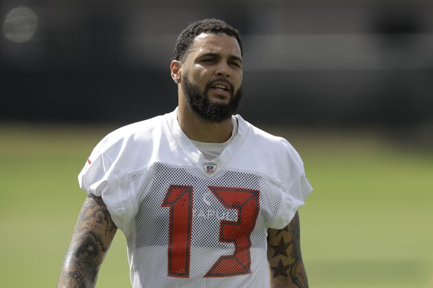 Tampa Bay Buccaneers wide receiver Mike Evans (13) during an NFL football minicamp Thursday, June 6, 2019, in Tampa, Fla. (AP Photo/Chris O'Meara)