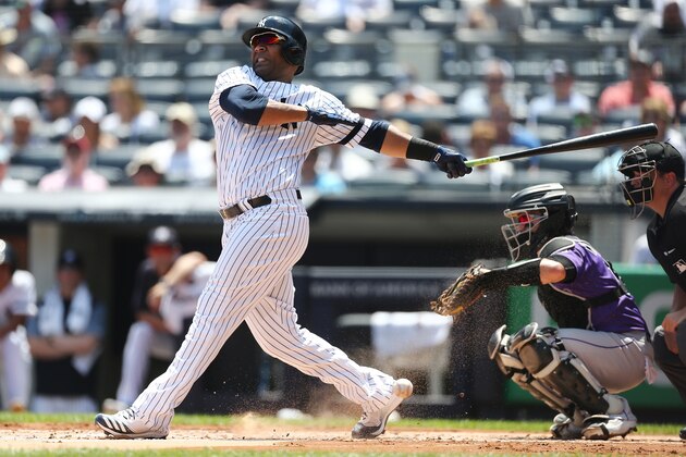 NEW YORK, NEW YORK - JULY 21: Edwin Encarnacion #30 of the New York Yankees in action against the Colorado Rockies at Yankee Stadium on July 21, 2019 in New York City. Colorado Rockies defeated the New York Yankees 8-4. (Photo by Mike Stobe/Getty Images)