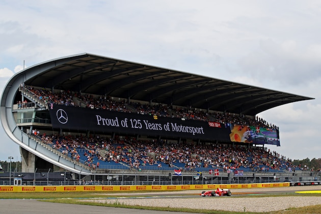 HOCKENHEIM, GERMANY - JULY 27: Mick Schumacher of Germany drives the Ferrari F2004 of his father Michael Schumacher on track after final practice for the F1 Grand Prix of Germany at Hockenheimring on July 27, 2019 in Hockenheim, Germany. (Photo by Alexander Hassenstein/Getty Images)