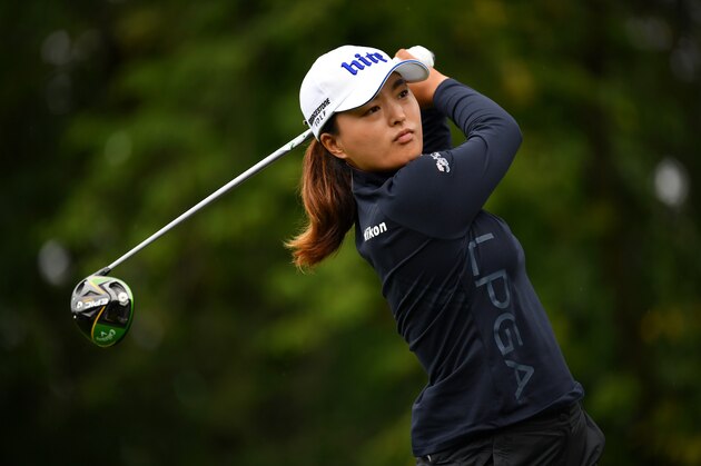 EVIAN-LES-BAINS, FRANCE - JULY 28: Jin Young Ko of South Korea in action on the 9th hole during day 4 of the Evian Championship at Evian Resort Golf Club on July 28, 2019 in Evian-les-Bains, France. (Photo by Stuart Franklin/Getty Images)