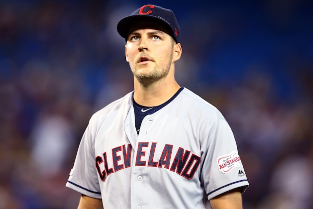 TORONTO, ON - JULY 23:  Trevor Bauer #47 of the Cleveland Indians leaves the field in the seventh inning during a MLB game against the Toronto Blue Jays at Rogers Centre on July 23, 2019 in Toronto, Canada.  (Photo by Vaughn Ridley/Getty Images)