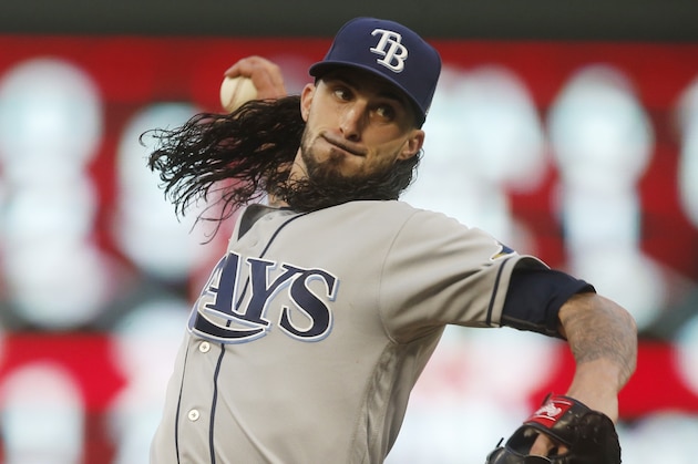 Tampa Bay Rays pitcher Hunter Wood throws in relief against the Minnesota Twins in the fourth inning of a baseball game, Tuesday, June 25, 2019, in Minneapolis. (AP Photo/Jim Mone)