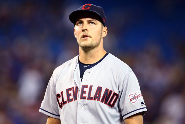 TORONTO, ON - JULY 23:  Trevor Bauer #47 of the Cleveland Indians leaves the field in the seventh inning during a MLB game against the Toronto Blue Jays at Rogers Centre on July 23, 2019 in Toronto, Canada.  (Photo by Vaughn Ridley/Getty Images)