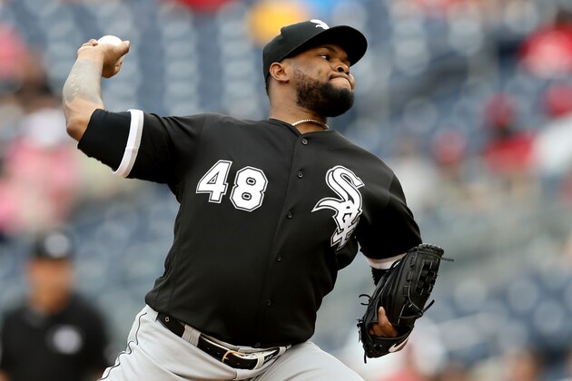 WASHINGTON, DC - JUNE 05: Alex Colome #48 of the Chicago White Sox throws to a Washington Nationals batter in the ninth inning at Nationals Park on June 05, 2019 in Washington, DC. (Photo by Rob Carr/Getty Images)