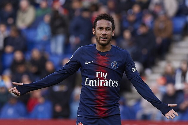 PARIS, FRANCE - MAY 04: Neymar Jr of Paris Saint-Germain reacts during the Ligue 1 match between Paris Saint-Germain and OGC Nice at Parc des Princes on May 04, 2019 in Paris, France. (Photo by Quality Sport Images/Getty Images)