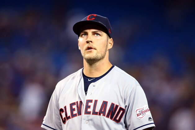 TORONTO, ON - JULY 23:  Trevor Bauer #47 of the Cleveland Indians leaves the field in the seventh inning during a MLB game against the Toronto Blue Jays at Rogers Centre on July 23, 2019 in Toronto, Canada.  (Photo by Vaughn Ridley/Getty Images)