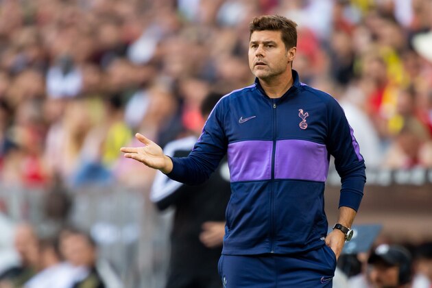 MUNICH, GERMANY - JULY 29: Head coach Mauricio Pochettino of Tottenham Hotspur gestures during the Audi cup 2019 semi final match between Real Madrid and Tottenham Hotspur at Allianz Arena on July 29, 2019 in Munich, Germany. (Photo by TF-Images/Getty Images)