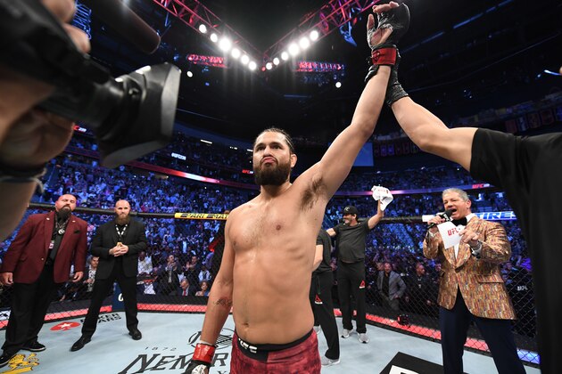 LAS VEGAS, NV - JULY 06:  Jorge Masvidal celebrates his win over Ben Askren in their welterweight fight during the UFC 239 event at T-Mobile Arena on July 6, 2019 in Las Vegas, Nevada.  (Photo by Josh Hedges/Zuffa LLC/Zuffa LLC)