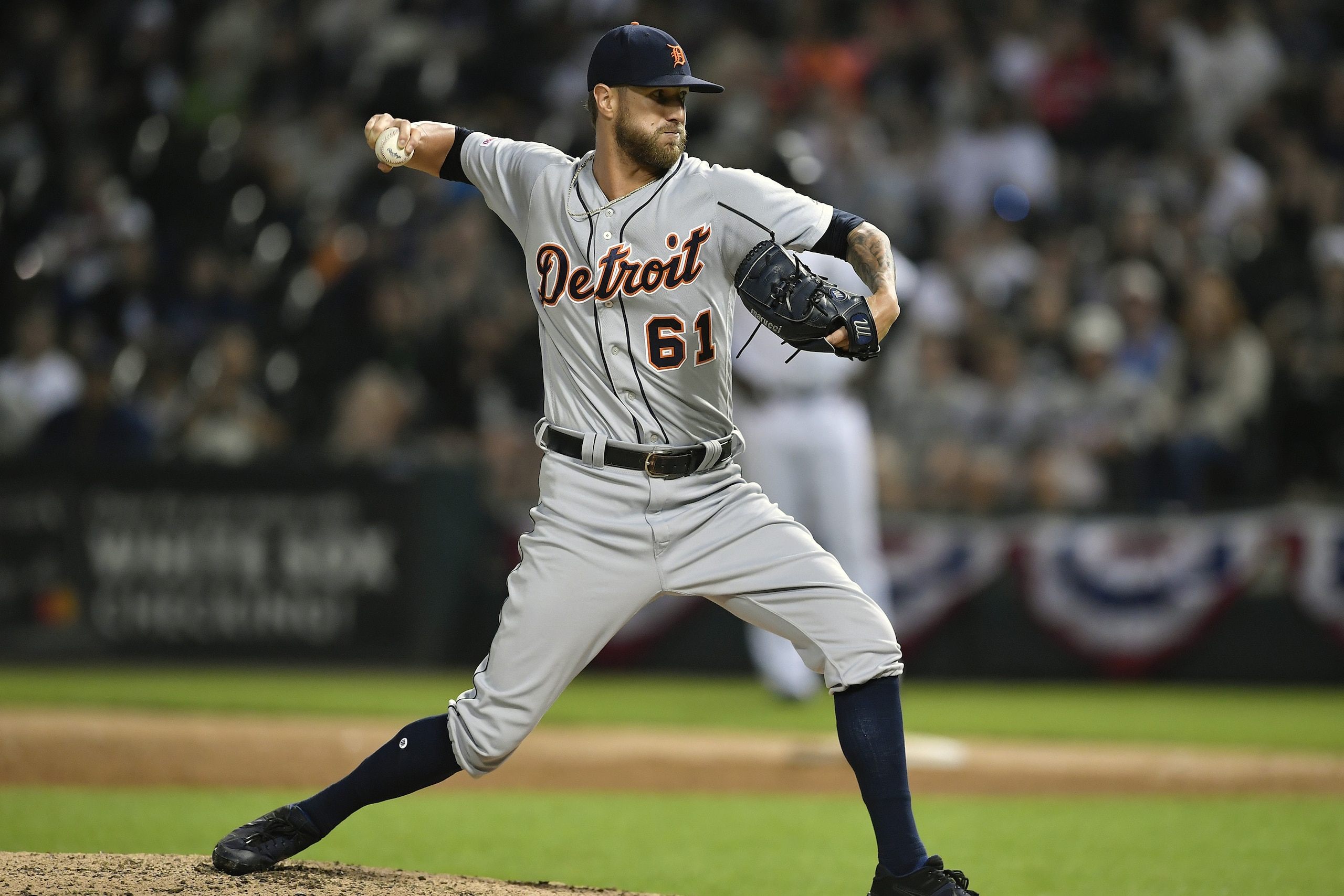 CHICAGO, ILLINOIS - JULY 03: Shane Greene #61 of the Detroit Tigers pitches the ball against the Chicago White Sox during game two of a double header at Guaranteed Rate Field on July 03, 2019 in Chicago, Illinois. (Photo by Quinn Harris/Getty Images) CHICAGO, ILLINOIS - JULY 03: Shane Greene #61 of the Detroit Tigers pitches the ball against the Chicago White Sox during game two of a double header at Guaranteed Rate Field on July 03, 2019 in Chicago, Illinois. (Photo by Quinn Harris/Getty Images)