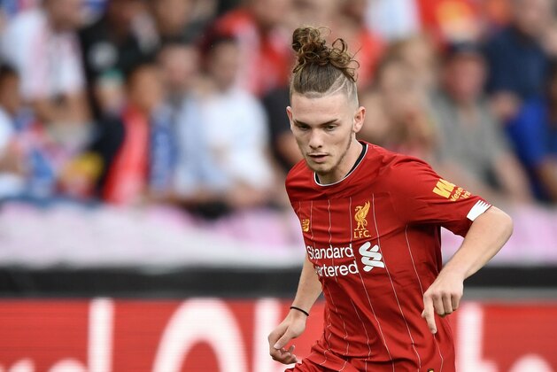 Liverpool's British midfielder Harvey Elliott controls the ball during International friendly football match between Liverpool and Lyon on July 31, 2019 in Geneva. (Photo by FABRICE COFFRINI / AFP)        (Photo credit should read FABRICE COFFRINI/AFP/Getty Images)