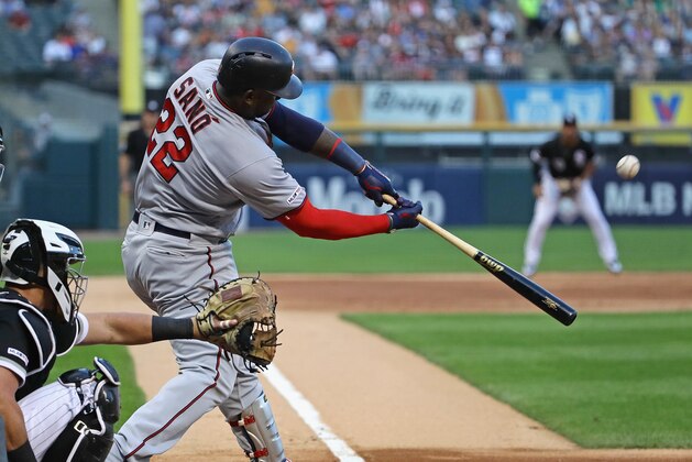 CHICAGO, ILLINOIS - JULY 25: Miguel Sano #22 of the Minnesota Twins
bats against the Chicago White Sox at Guaranteed Rate Field on July 25, 2019 in Chicago, Illinois. (Photo by Jonathan Daniel/Getty Images)