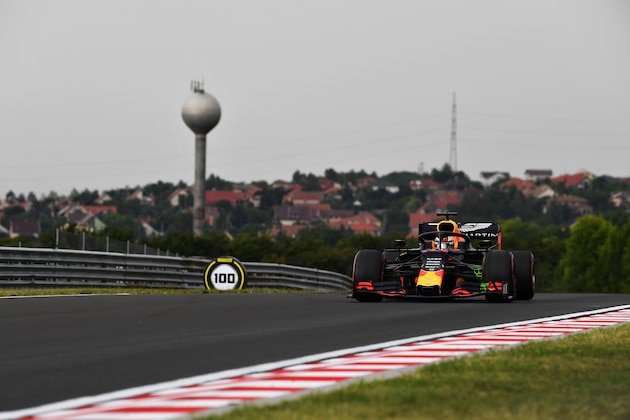 BUDAPEST, HUNGARY - AUGUST 02: Max Verstappen of the Netherlands driving the (33) Aston Martin Red Bull Racing RB15 on track during practice for the F1 Grand Prix of Hungary at Hungaroring on August 02, 2019 in Budapest, Hungary. (Photo by Dan Mullan/Getty Images)