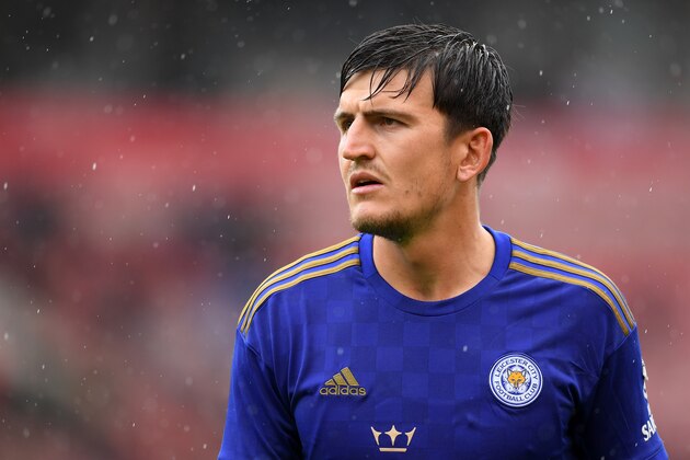 STOKE ON TRENT, ENGLAND - JULY 27: Harry Maguire of Leicester looks on during the Pre-Season Friendly match between Stoke City and Leicester City at the Bet365 Stadium on July 27, 2019 in Stoke on Trent, England. (Photo by Michael Regan/Getty Images)