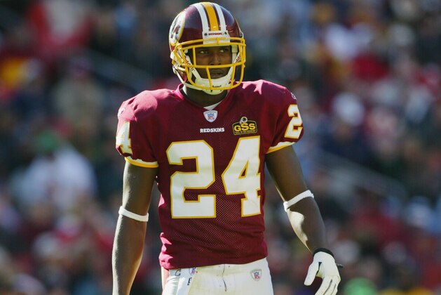 LANDOVER, MD - NOVEMBER 9:  Linebacker Champ Bailey #24 of the Washington Redskins on the field during the game against the Seattle Seahawks on November 9, 2003 at FedEx Field in Landover, Maryland. The Redskins defeated the Seahawks 27-20.  (Photo by Jamie Squire/Getty Images)