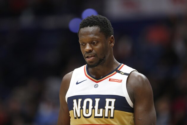 New Orleans Pelicans center Julius Randle (30) during the first half of an NBA basketball game in New Orleans, Saturday, March 16, 2019. (AP Photo/Tyler Kaufman)