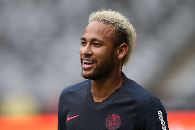 SHENZHEN, CHINA - AUGUST 02:  Neymar Jr of Paris Saint-Germain looks during the training session ahead of the French Trophy of Champions football match between Rennes and Paris Saint-Germain at Shenzhen Universiadg Sports Center stadium on August 2, 2019 in Shenzhen, China.  (Photo by Lintao Zhang/Getty Images)