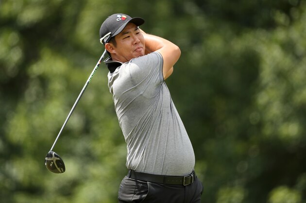 GREENSBORO, NORTH CAROLINA - AUGUST 03: Byeong Hun An of South Korea hits a tee shot on the fifth hole during the third round of the Wyndham Championship at Sedgefield Country Club on August 03, 2019 in Greensboro, North Carolina. (Photo by Streeter Lecka/Getty Images)
