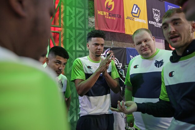 LONG ISLAND CITY, NY - JULY 26: The T-Wolves Gaming huddles before the game against Warriors Gaming Squad  during the NBA 2K League Playoffs on July 26, 2019 at the NBA 2K Studio in Long Island City, New York. NOTE TO USER: User expressly acknowledges and agrees that, by downloading and/or using this photograph, user is consenting to the terms and conditions of the Getty Images License Agreement. Mandatory Copyright Notice: Copyright 2019 NBAE (Photo by Steven Freeman/NBAE via Getty Images)