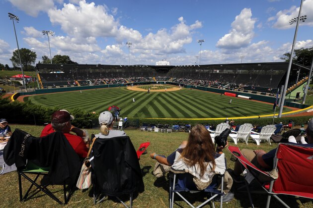 Little League fans watch a consolation baseball game in Lamade Stadium at the Little League World Series tournament between Coeur D'Alene, Idaho and Barcelona, Spain in South Williamsport, Pa., Thursday, Aug. 23, 2018. Idaho won 5-0. (AP Photo/Gene J. Puskar)