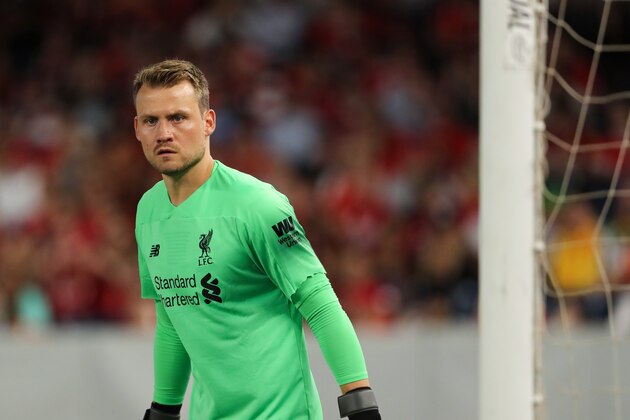 NEW YORK, NY - JULY 24: Simon Mignolet of Liverpool during the Pre-Season Friendly match between Sporting CP and Liverpool at Yankee Stadium on July 24, 2019 in New York City. (Photo by Matthew Ashton - AMA/Getty Images)