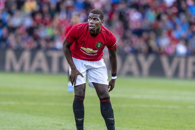 OSLO, NORWAY - JULY 30: Paul Pogba  of Manchester United during the Pre-Season Friendly match between Kristiansund BK v Manchester United at Ullevaal Stadion on July 30, 2019 in Oslo.  (Photo by Trond Tandberg/Getty Images)