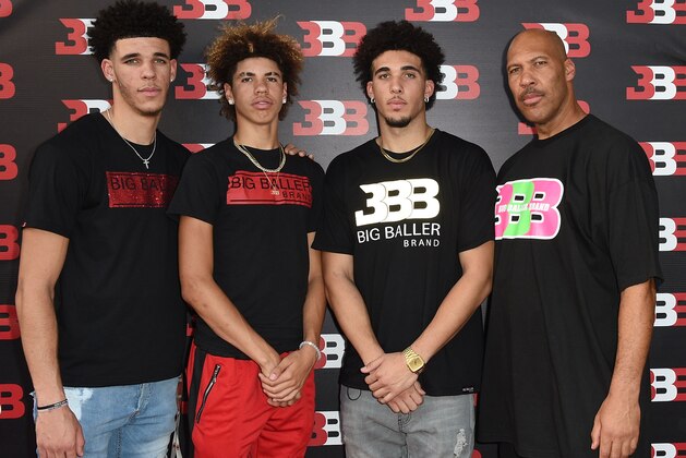 CHINO, CA - SEPTEMBER 02:  (L-R) Lonzo Ball, LaMelo Ball, LiAngelo Ball and LaVar Ball attend Melo Ball's 16th Birthday on September 2, 2017 in Chino, California.  (Photo by Joshua Blanchard/Getty Images for Crosswalk Productions )