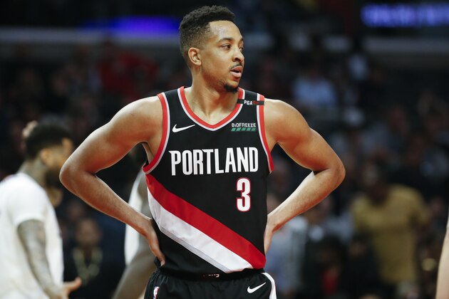 Portland Trail Blazers' CJ McCollum (3) during an NBA basketball game between Los Angeles Clippers and Portland Trail Blazers, Tuesday, March 12, 2019, in Los Angeles. (AP Photo/Ringo H.W. Chiu)