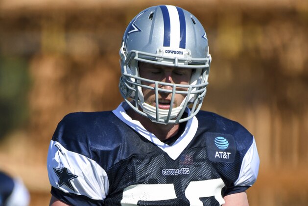 Dallas Cowboys linebacker Sean Lee at the NFL football team's training camp in Oxnard, Calif., Monday, July 29, 2019. (AP Photo/Michael Owen Baker)