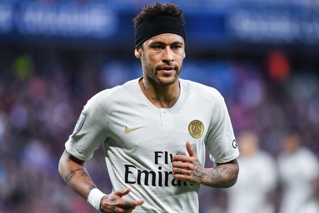 Paris Saint-Germain's Brazilian forward Neymar reacts during the French L1 football match between Montpellier and Paris Saint-Germain on April 30, 2019 at the Mosson stadium in Montpellier, southern France. (Photo by Pascal GUYOT / AFP)        (Photo credit should read PASCAL GUYOT/AFP/Getty Images)
