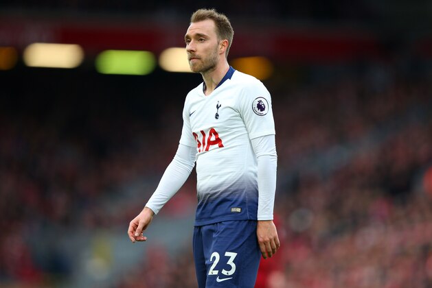 LIVERPOOL, ENGLAND - MARCH 31:  Christian Eriksen of Tottenham Hotspur looks on during the Premier League match between Liverpool FC and Tottenham Hotspur at Anfield on March 31, 2019 in Liverpool, United Kingdom. (Photo by Alex Livesey - Danehouse/Getty Images)