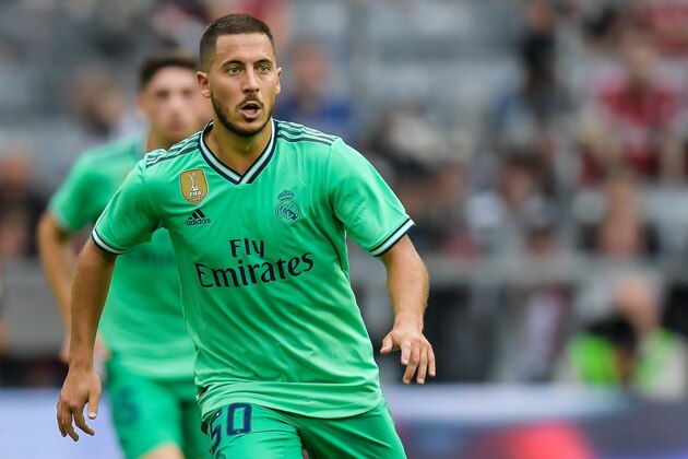 Eden Hazard of Real Madrid CF during the Pre-season Friendly match between Real Madrid and Fenerbahce SK at Allianz Arena on July 31, 2019 in Munich, Germany(Photo by VI Images via Getty Images)