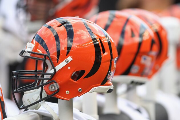 CINCINNATI, OH - OCTOBER 28:  A detailed shot of the Cincinnati Bengals helmet during the game against the Tampa Bay Bucccaneers at Paul Brown Stadium on October 28, 2018 in Cincinnati, Ohio. The Bengals defeated the Buccaneers 37-34.  (Photo by John Grieshop/Getty Images)