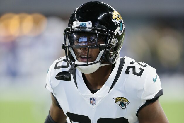Jacksonville Jaguars cornerback Jalen Ramsey (20)before an NFL football game against the Indianapolis Colts in Indianapolis, Sunday, Nov. 11, 2018. (AP Photo/AJ Mast)