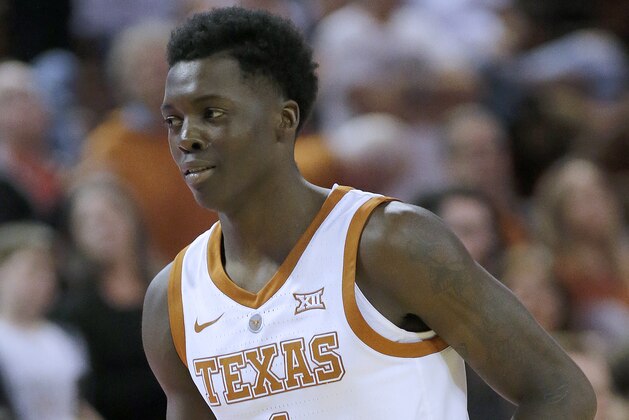 AUSTIN, TX - NOVEMBER 16: Andrew Jones #1 of the Texas Longhorns trots up court against the Citadel Bulldogs at the Frank Erwin Center on November 16, 2018 in Austin, Texas. (Photo by Chris Covatta/Getty Images)