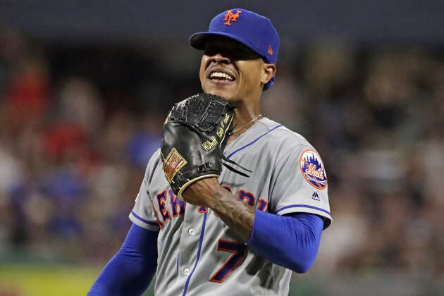 New York Mets starting pitcher Marcus Stroman collects himself as he waits for manager Mickey Callaway to remove him from the team's baseball game against the Pittsburgh Pirates during the fifth inning in Pittsburgh, Saturday, Aug. 3, 2019. (AP Photo/Gene J. Puskar) New York Mets starting pitcher Marcus Stroman collects himself as he waits for manager Mickey Callaway to remove him from the team's baseball game against the Pittsburgh Pirates during the fifth inning in Pittsburgh, Saturday, Aug. 3, 2019. (AP Photo/Gene J. Puskar)