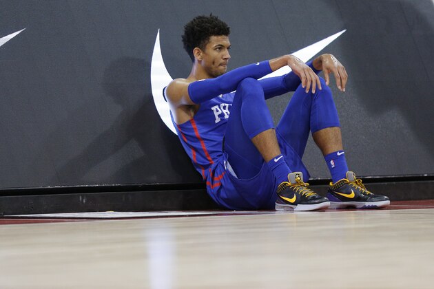 LAS VEGAS, NEVADA - JULY 10: Matisse Thybulle #22 of the Philadelphia 76ers in action against the Detroit Pistons during the 2019 Summer League at the Cox Pavilion on July 10, 2019 in Las Vegas, Nevada. NOTE TO USER: User expressly acknowledges and agrees that, by downloading and or using this photograph, User is consenting to the terms and conditions of the Getty Images License Agreement. (Photo by Michael Reaves/Getty Images)