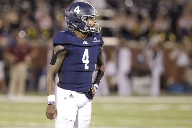STATESBORO, GA - SEPTEMBER 08: Shai Werts #4 of the Georgia Southern Eagles walks to the sideline during the fourth quarter of their game against the University of Massachusetts Minutemen on September 8, 2018 in Statesboro, Georgia. (Photo by Chris Thelen/Getty Images)