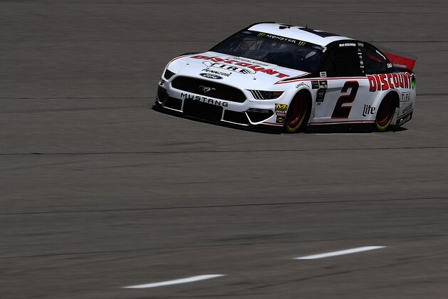 BROOKLYN, MICHIGAN - AUGUST 09: Brad Keselowski, driver of the #2 Discount Tire Ford, drives during practice for the Monster Energy NASCAR Cup Series Consumers Energy 400 at Michigan International Speedway on August 09, 2019 in Brooklyn, Michigan. (Photo by Stacy Revere/Getty Images)